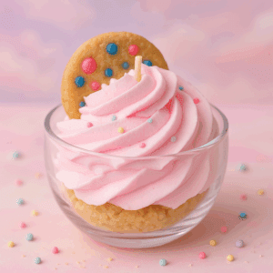 Bougie verrine barbe à papa/cookie