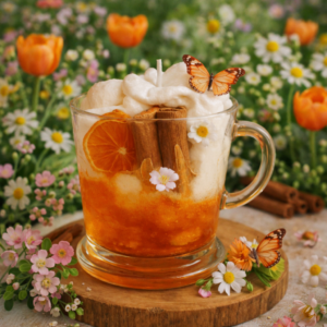 Bougie tasse cannelle/orange