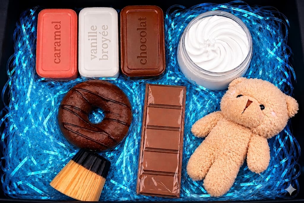 Coffret "gourmandise chocolatée" des savons gourmands et artisanaux