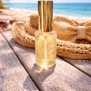 Huile hydratante et scintillante pailletée - Parfum jour de plage