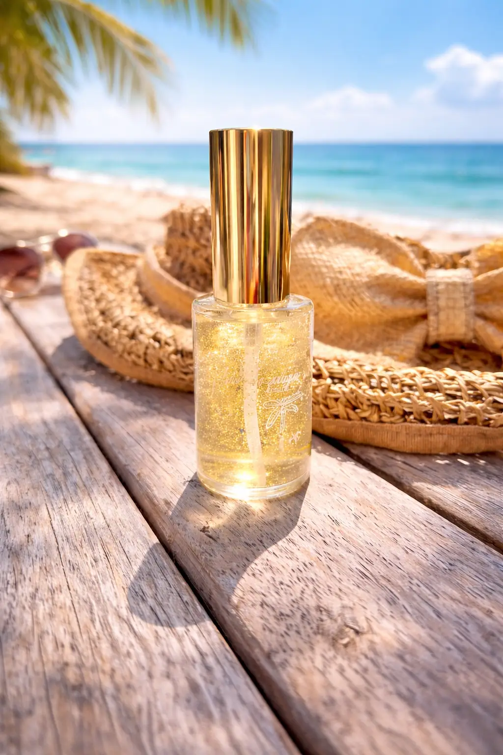 Huile hydratante et scintillante pailletée - Parfum jour de plage