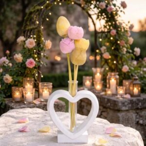 Soliflore en forme de coeur pour fleurs en cire ou fraîches