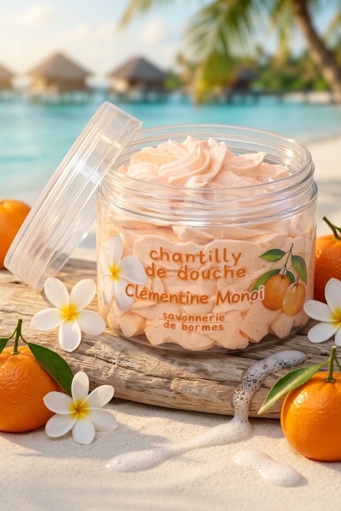 Chantilly de douche artisanale clémentine monoï