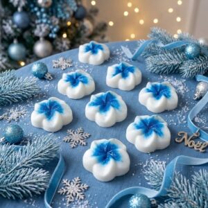 Savon en forme de fleur blanche et bleue - Parfum musc
